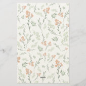 Sage Green and Apricot Wildflower Watercolor Briefpapier (Rückseite)