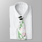 Sage green and black branch, blush pink flowers krawatte (Gebunden)