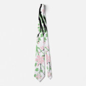 Sage green and black branch, blush pink flowers krawatte (Vorderseite)