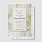 Sage Green and Champagne Floral Framed Pergament Einladungen (Versetzt (Einladung))
