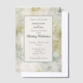 Sage Green and Champagne Floral Framed Pergament Einladungen (Versetzt)