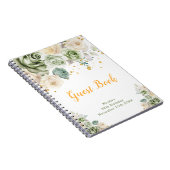 Sage Green and Cream Floral Birthday Guest Book Notizblock (Rechte Seite)