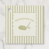 Sage Green and Cream Stripes Golf Themed Party Geschenkanhänger (Vorderseite)