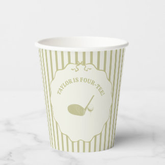 Sage Green and Cream Stripes Golf Themed Party Pappbecher
