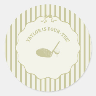 Sage Green and Cream Stripes Golf Themed Party Runder Aufkleber