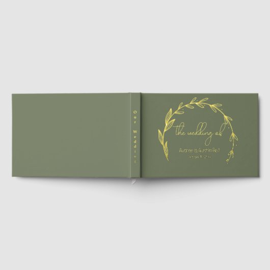 Sage Green and Foil Wedding Gästebuch (Voll)