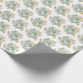 Sage Green and Gold Elegant Flowers Geschenkpapier (Ecke)