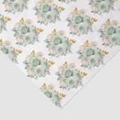 Sage Green and Gold Elegant Flowers Seidenpapier (Detail)