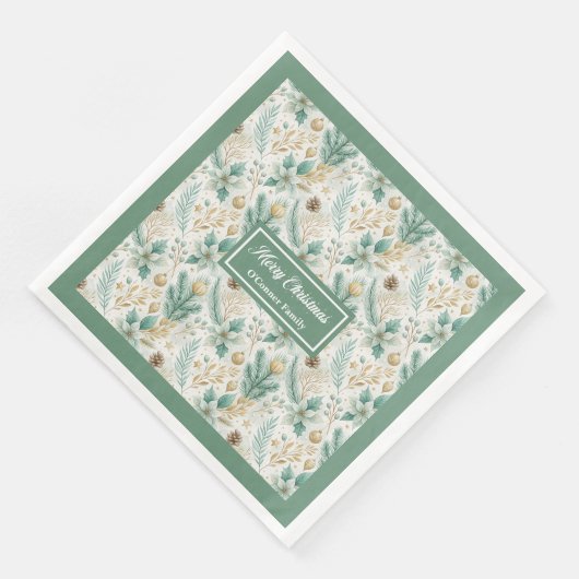 Sage Green and Gold Napkins Elegant Holiday Table Serviette (Ecke)
