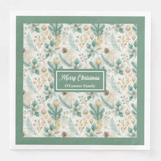 Sage Green and Gold Napkins Elegant Holiday Table Serviette (Vorderseite)
