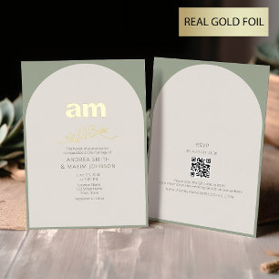 Sage Green and Gold Wedding Folieneinladung