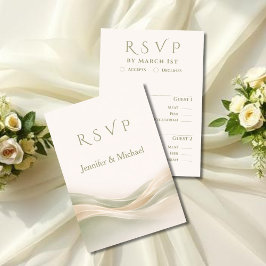 Sage Green and Ivory Modern Wedding  RSVP Karte