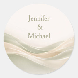 Sage Green and Ivory Personalized Wedding Runder Aufkleber