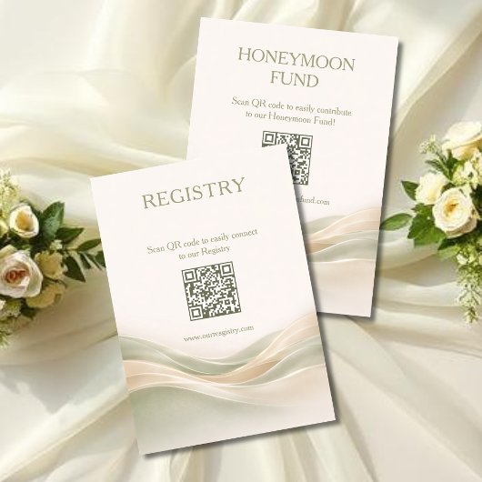 Sage Green and Ivory Registry & Honeymoon Fund Begleitkarte