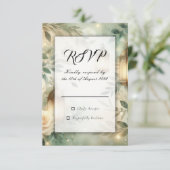 Sage Green and Ivory Rose Lantern Wedding RSVP Karte (Stehend Vorderseite)