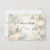 Sage Green and Ivory Rose Lantern Wedding RSVP Karte (Rückseite)