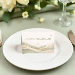 Sage Green and Ivory Wedding Place Card-Poultry Tischnummer