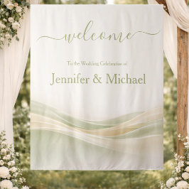 Sage Green and Ivory Wedding Sign Wandteppich