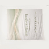 Sage Green and Ivory Wedding Sign Wandteppich (Vorderseite (Horizontal))