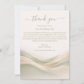 Sage Green and Ivory Wedding Thank You Card Dankeskarte (Rückseite)