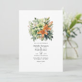 Sage Green and Light Terracotta Floral Wedding Einladung (Stehend Vorderseite)