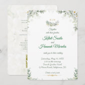 sage green and navy blue wedding invitations dankeskarte (Vorne/Hinten)