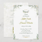 sage green and navy blue wedding invitations dankeskarte (Vorne/Hinten)
