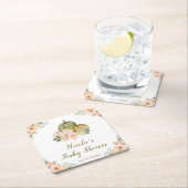 Sage Green and Peach Floral Pumpkins Baby Shower Rechteckiger Pappuntersetzer (Vor Ort)