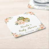 Sage Green and Peach Floral Pumpkins Baby Shower Rechteckiger Pappuntersetzer (angewinkelt)