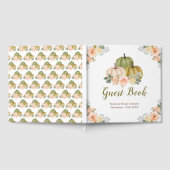 Sage Green and Peach Floral Pumpkins Bridal Shower Gästebuch (Voll)