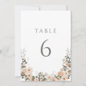 Sage Green and Peach Wedding Tischnummer Sign (Vorderseite)
