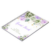 Sage Green and Purple Floral Baby Shower Guest  Notizblock (Linke Seite)