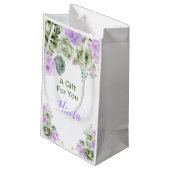 Sage Green and Purple Floral Bridal Shower Kleine Geschenktüte (Rückseite Schrägansicht)