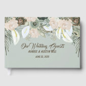 Sage Green and Vanilla Cream Wedding Guest Book Gästebuch (Vorderseite)