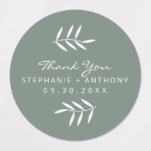 Sage Green and White Branches Wedding Vielen Dank Etiketten (Design 1)