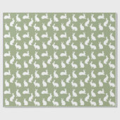 Sage Green And White Bunny Pattern Cute Easter Geschenkpapier (Flach)