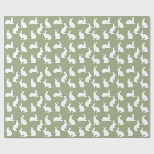 Sage Green And White Bunny Pattern Cute Easter Geschenkpapier (Flach)