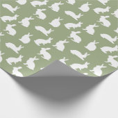 Sage Green And White Bunny Pattern Cute Easter Geschenkpapier (Ecke)