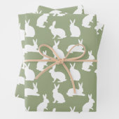 Sage Green And White Bunny Pattern Modern Easter Geschenkpapier Set (Beispiel)