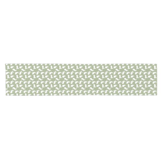 Sage Green And White Bunny Pattern Modern Easter Kurzer Tischläufer (Horizontal)