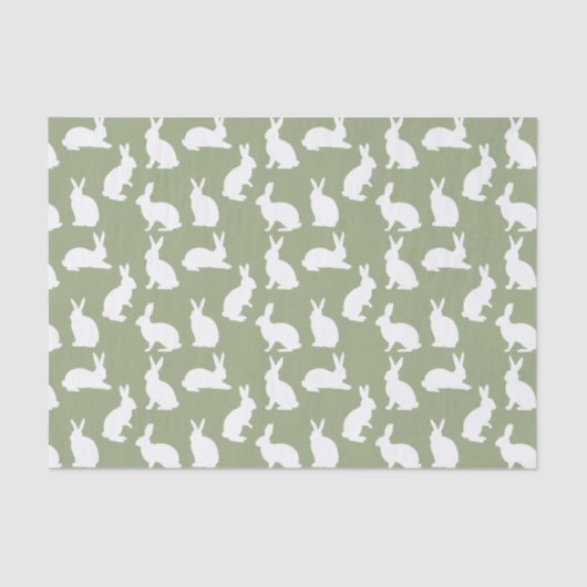 Sage Green And White Bunny Pattern Stylish Easter Seidenpapier (Vorderseite)