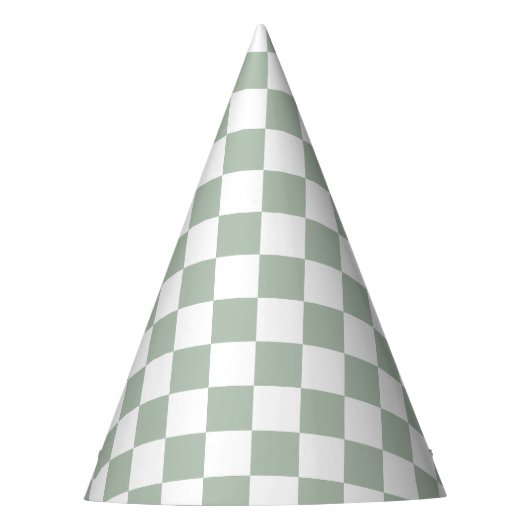 Sage Green and White Checkered Partyhütchen (Vorderseite)