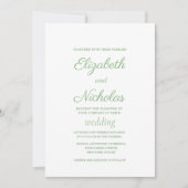 sage green and white couple photo wedding einladung (Vorderseite)