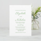 sage green and white couple photo wedding einladung (Stehend Vorderseite)