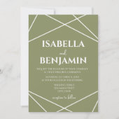 Sage Green and White Geometric Typography Wedding Einladung (Vorderseite)