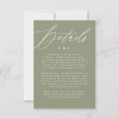 Sage Green and White Modern Wedding Enclosure Card RSVP Karte (Vorderseite)