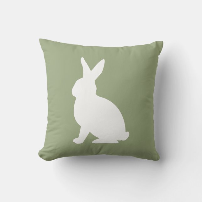 Sage Green And White Sitting Bunny Cute Easter Kissen (Vorderseite)