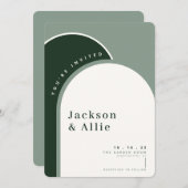 Sage Green Arch Boho Minimalistisch Hochzeitseinla Einladung (Vorne/Hinten)