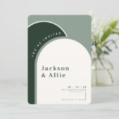 Sage Green Arch Boho Minimalistisch Hochzeitseinla Einladung (Stehend Vorderseite)