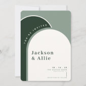 Sage Green Arch Boho Minimalistisch Hochzeitseinla Einladung (Vorderseite)